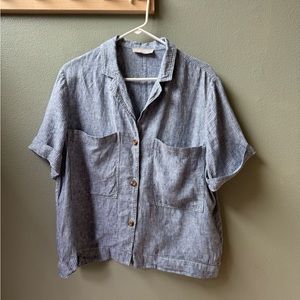 Everlane Linen striped workwear button up shirt - medium